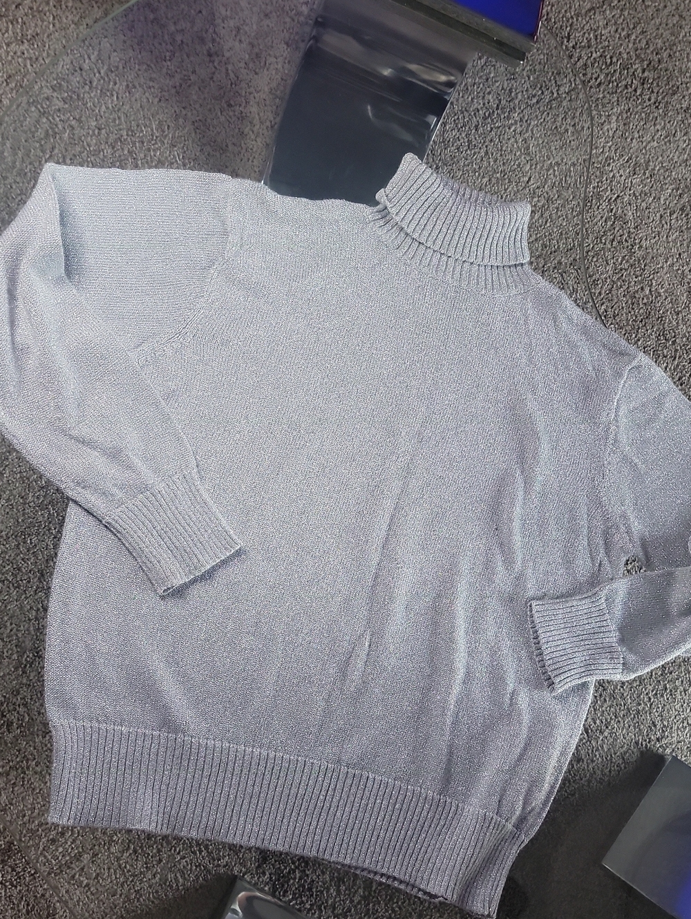 Westbound Silver Turtleneck Sweater with Superb Sparkle